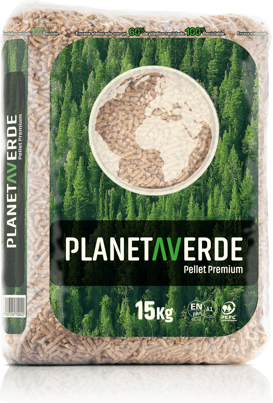 Parte delantera del saco de pellets Planeta Verde